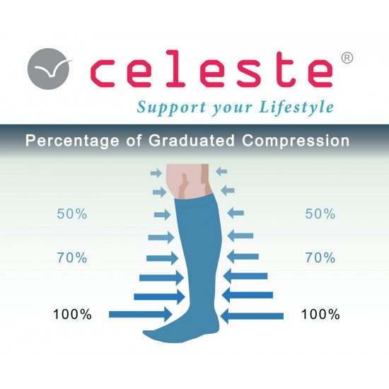 Celeste Below Knee #44(Open Toe) Compression Mercury : 20mmHg -30mmHg